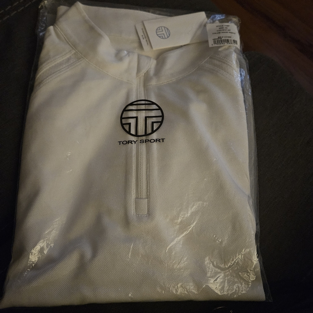 Tory Burch Sport quarter zip pullover, XL, Snow White